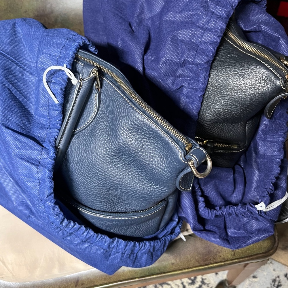 Dooney & Bourke Blue Dillen Large Pebble Leather Satchel Purse - Picture 9 of 16